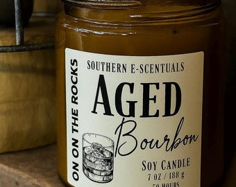 Aged Bourbon Soy Candle | Whiskey Vanilla Caramel Scent (9 oz)