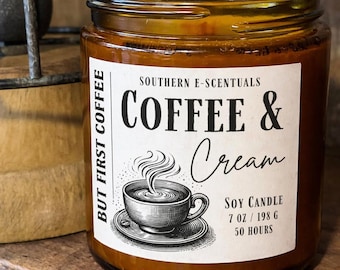 Coffee Scented Soy Candle: Coffee and Cream, Wooden Wick