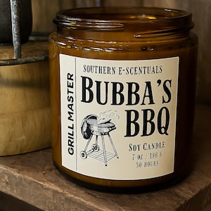 Bubba's BBQ Scented Soy Candle, Wooden Wick, 50 Hour