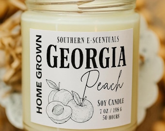 Georgia Peach Soy Candle: Wooden Wick, Southern Gift