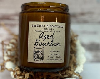 Aged Bourbon Wood Wick Crackling Wick Candles Soy Wax Wooden Wicks Whiskey Scented Fragrance Dye-Free Jar Gift 9 oz