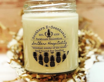 Southern Hospitality Wood Wick Candle Crackling Wick Candle Soy Wax Wooden Wicks Natural Scented Scent Fragrance Dye Free Jar Gift Georgia