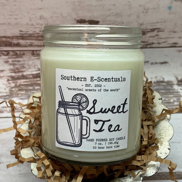 Sweet Tea, Ice Tea, Sweet Tea with Lemon, wooden wick Soy Candle, Southern Gift Ideas, Southern Candle, Made in Georgia, Crackling Wic