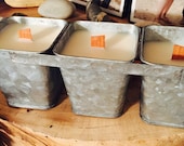 Triple Galvanized Tin Container Candle With Wood Handle, Farmhouse Tin Candle, Rustic Decor, Farmhouse Decor, Country Scented Candles