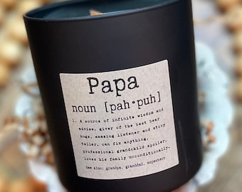 Papa Definition Soy Scented Candle, Father's Day Gift, Grandpa, Gift for Him, Wooden Wick Candle, Candles for Men, Mandle Candle, Man Cave