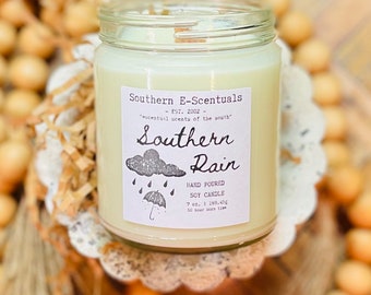 Southern Rain, Rain Scented Candle, Dew Drops, Rain Water, Floral Candle, wooden wick, Soy Candle, Farmhouse Candle, Southern Gift