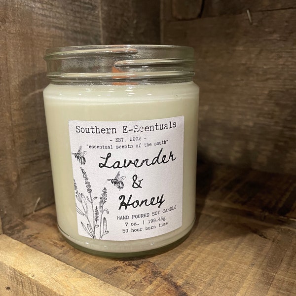 Lavender & Honey soy wooden wick candle, wooden wick Candle, lavender candle, aromatherapy candle, gift for her, gift for mom