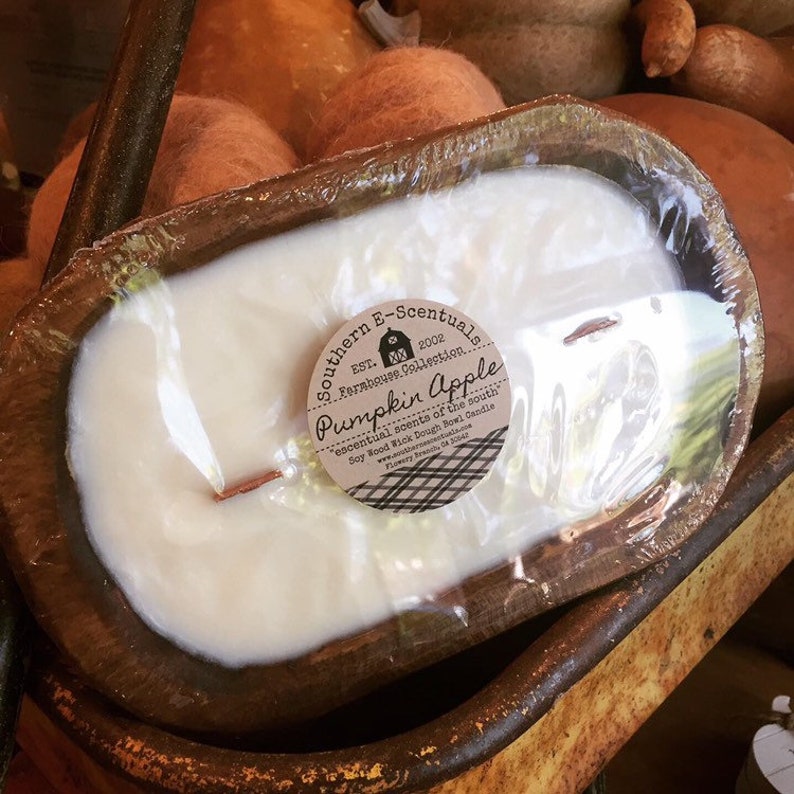 Dough Bowl Candle Stained Dough Bowl Wood Wick Candle Etsy