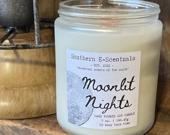 Moonlit Nights wooden wick Soy Candle, woodenen wick, Scented Soy Candle, Southern Gift Idea, Made in Georgia