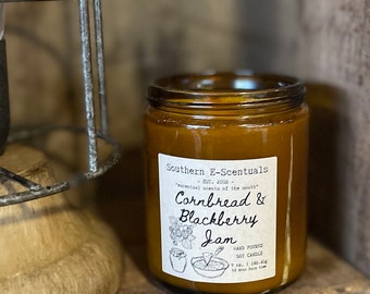Cornbread & Blackberry Jam Candle, Wood Wick Soy Candle, Wooden Wick, Sweet Foodie Southern Gift, Gift for Mom, Fall Candle, Bakery Scent
