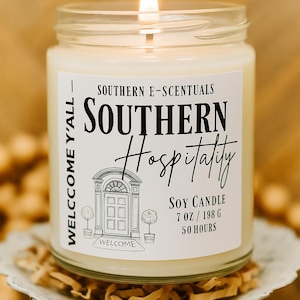 Southern Hospitality Candle: Wood Wick Soy Wax, Natural Scent, 7oz image 1