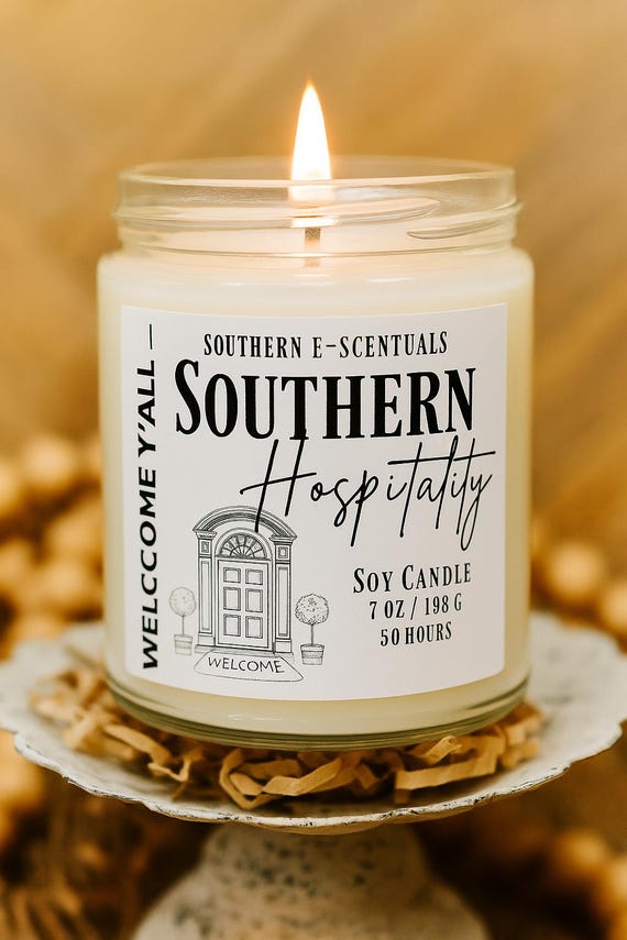 Southern Hospitality Candle: Wood Wick Soy Wax, Natural Scent, 7oz