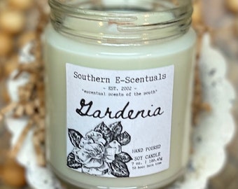 Gardenia Candle, Gardenia Scented Candle, wooden wick Candle, Soy Candle, Mason Jar Candle, Farmhouse Candle, Gifts for Mom, Gifts for Her