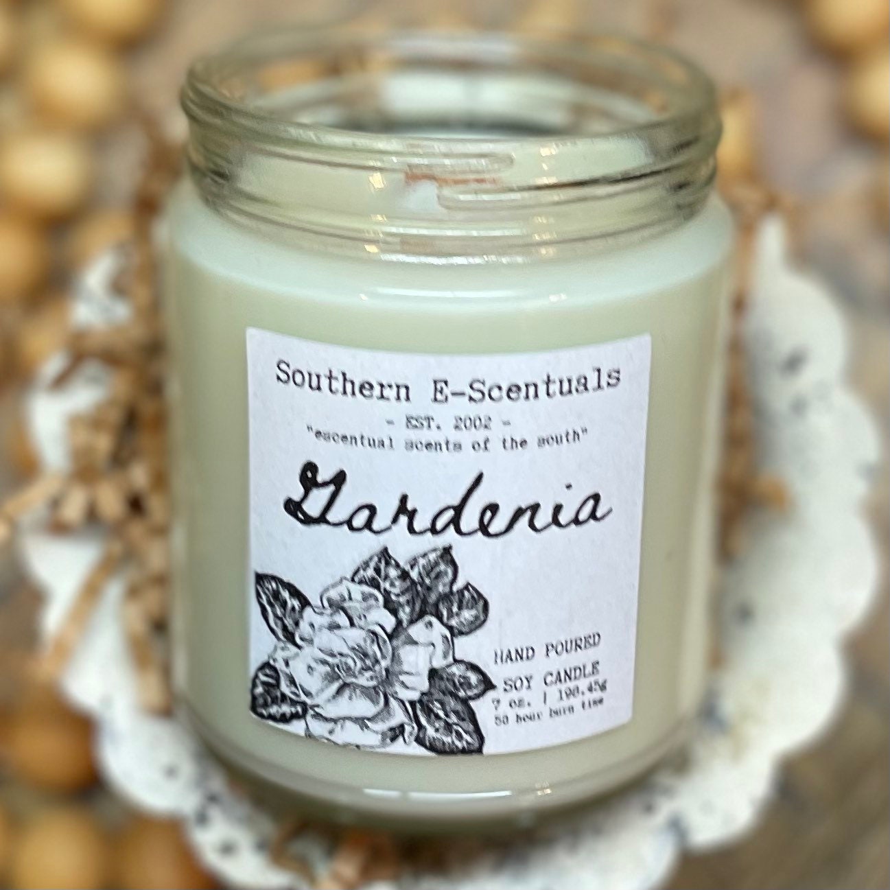 Gardenia Candle Gardenia Scented Candle Wooden Wick Candle Etsy