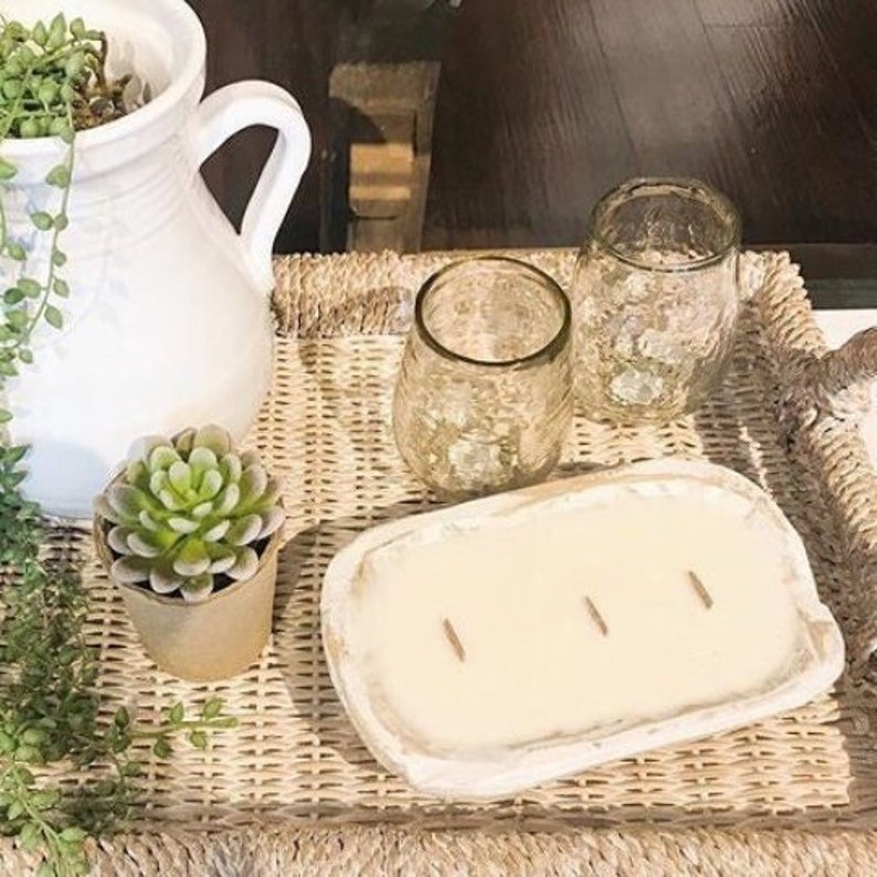 Whitewash Dough Bowl Candle Chippy White Dough Bowl Wooden Etsy