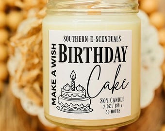Birthday Cake Soy Candle: Vanilla Scent, Wood Wick, Sprinkles