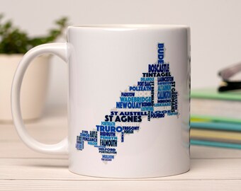 Cornwall Word Map Mug - West Country Gift - English County Map