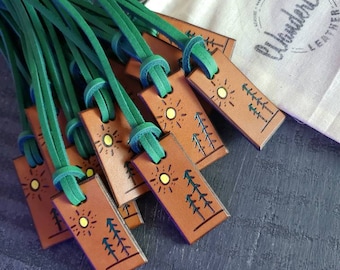 Handmade Leather Tree Favor Tags, Wedding Accent