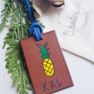 Handmade Leather Pineapple Luggage Tag: Custom Travel Tags