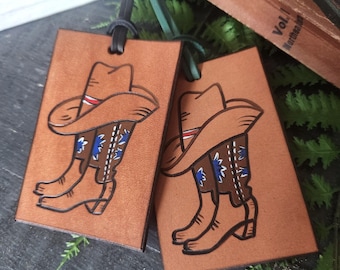 Cowboy Boot Luggage Tag. Texas Luggage Tag. Cowboy Hat Luggage Tag.