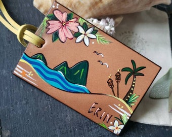 Tropical Luggage Tag. Simple Luggage Tag. Island Luggage Tag.