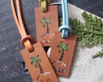 Tropical Luggage Tag. Tropical Wedding Favors. Beach Wedding Favors. Palm Tree Tag.