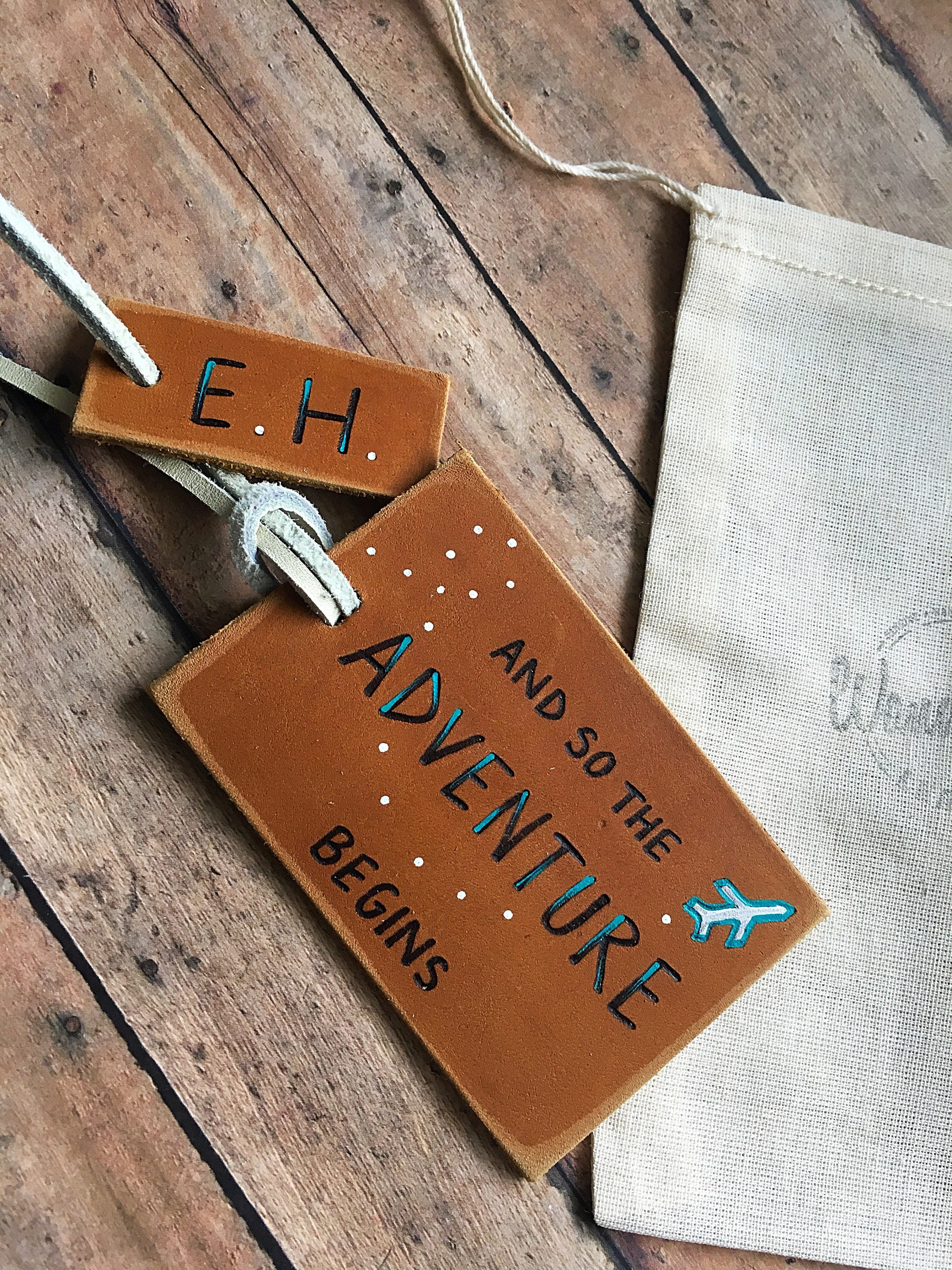 Custom Leather Luggage Tag Personalized Initials 50
