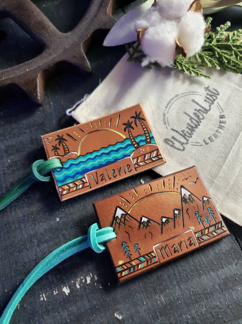 Bride & Groom Luggage Tags. Custom Bride and Groom Luggage Tags. Leather Bride and Groom Tags. Bride and Groom Tags. image 3