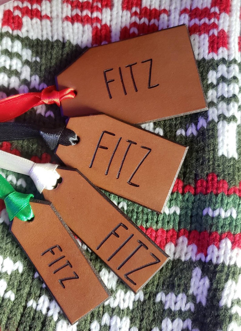 Leather Christmas Tag. Leather Stocking Tag. Leather Present Tags. Leather Christmas Labels image 4