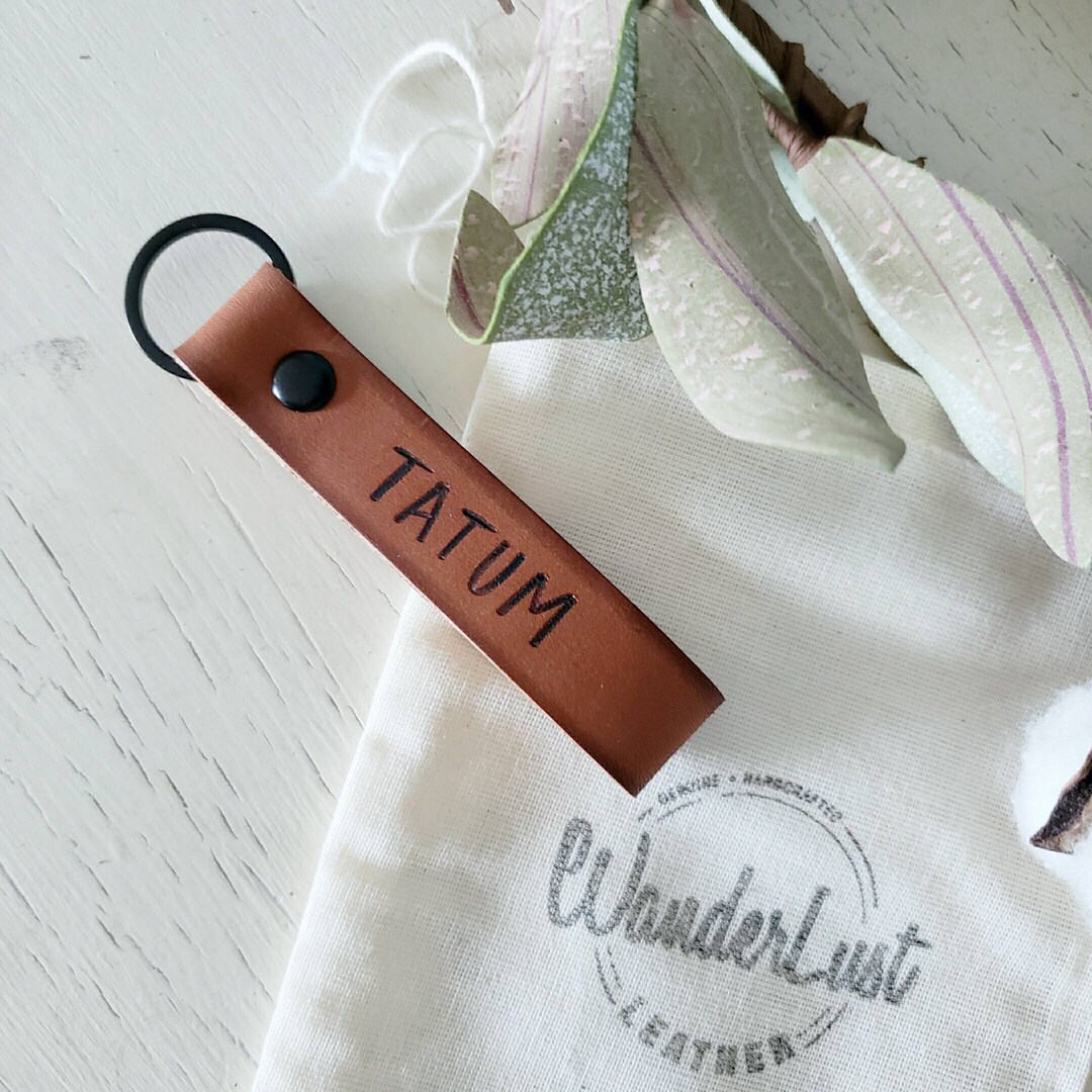 Custom Name Leather Keychain. Name Keychain. Leather Keychain. Etsy
