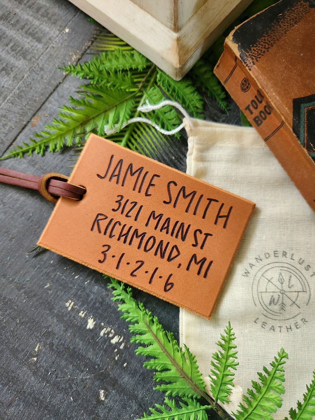 Address Leather Luggage Tag. Personalized Address Luggage Tag. Etsy