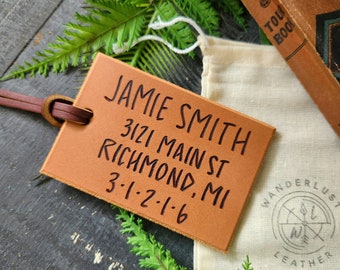 Address Leather Luggage Tag. Personalized Address Luggage Tag. Custom Address Tag.