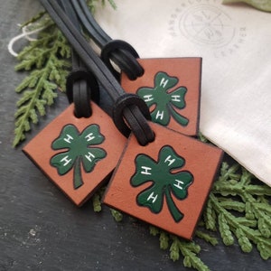 Handcrafted Leather 4H Clover Tags