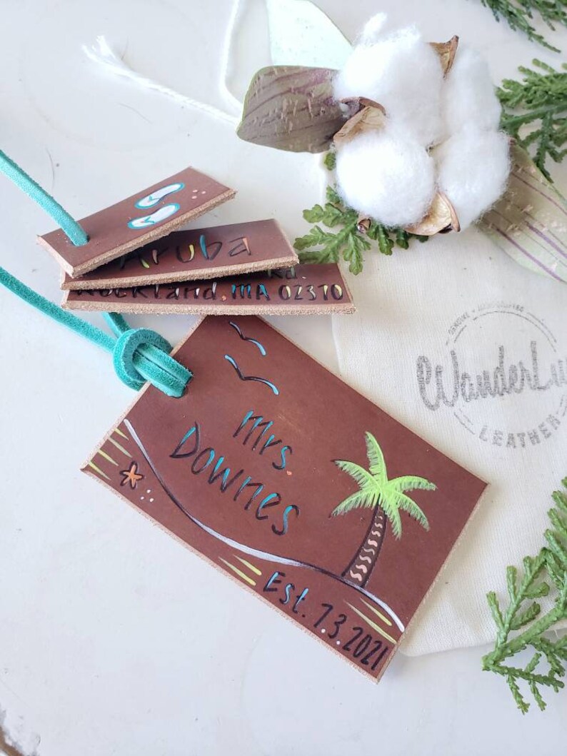 Luggage Tags. Wedding Gift. Custom Luggage Tags. Leather Etsy