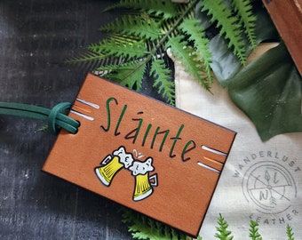 Ireland Luggage Tag. Slainte Gift. Beer Mug Gift. Ireland Gift. Ireland Tag. Irish Tag. Irish Luggage Tag. Irish Gift.