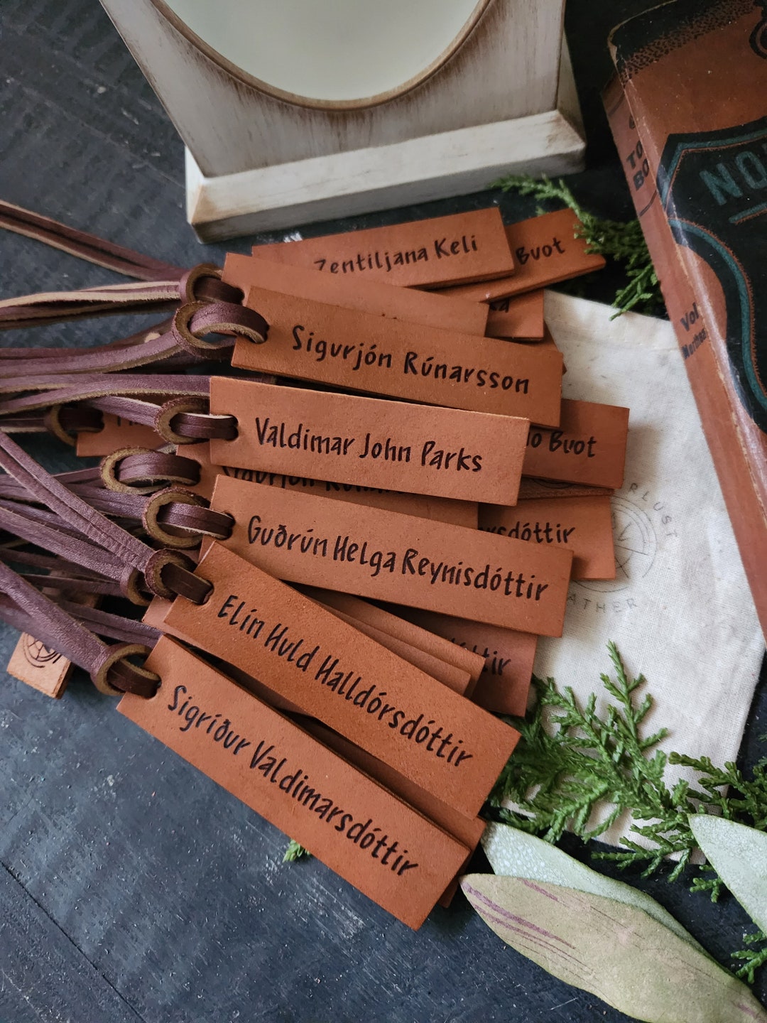 Simple Leather Name Tags. Leather Name Tags. Name Tags. Etsy