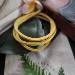 Yellow Leather Lacing: 3mm Square Chrome-Dyed Cowhide Cord (22")