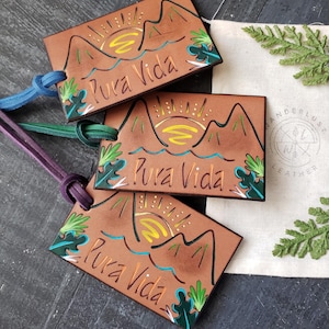 Handcrafted Leather Luggage Tags: Pura Vida Costa Rica