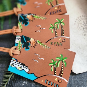 Handcrafted Leather Cruise Luggage Tag Set: Personalized Adventure Awaits