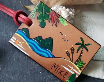 Tropical Luggage Tag. Simple Luggage Tag. Island Luggage Tag.