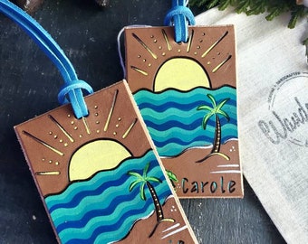 Sunset Luggage Tag. Sunrise Luggage Tag. Palm Tree Luggage Tag. Tropical Luggage Tag.