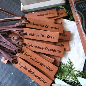 Handmade Leather Name Tag: Personalized Accent Tags