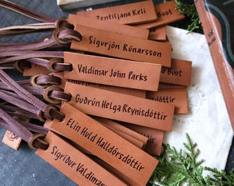 Simple Leather Name Tags. Leather Name Tags. Name Tags.