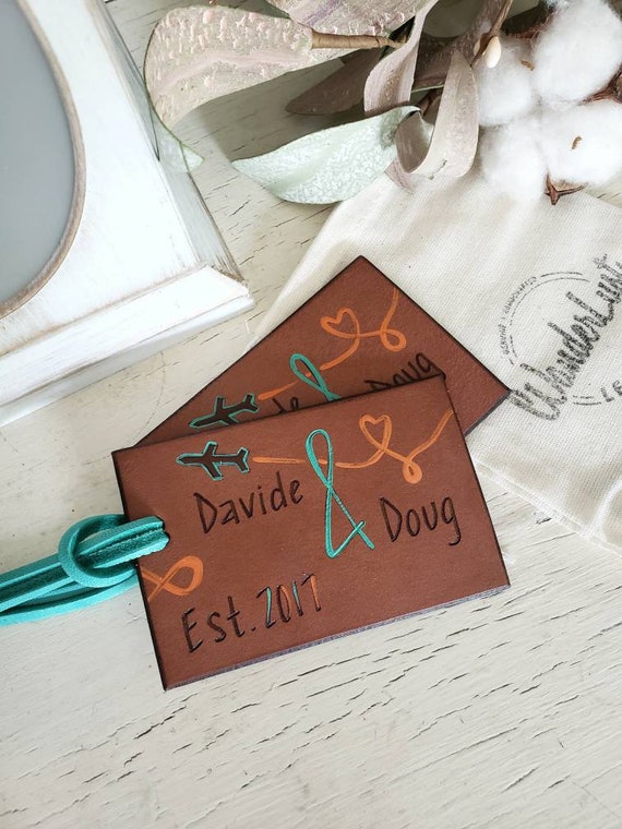 Couples Luggage Tag. Just Married Luggage Tag. Traveling Etsy