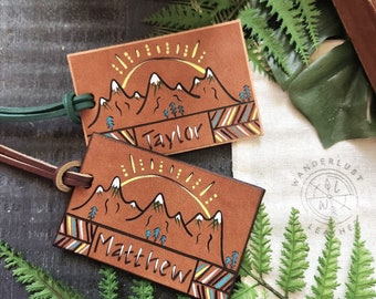 Traveler Luggage Tag. Sunrise Luggage Tag. Mountain Luggage Tags.