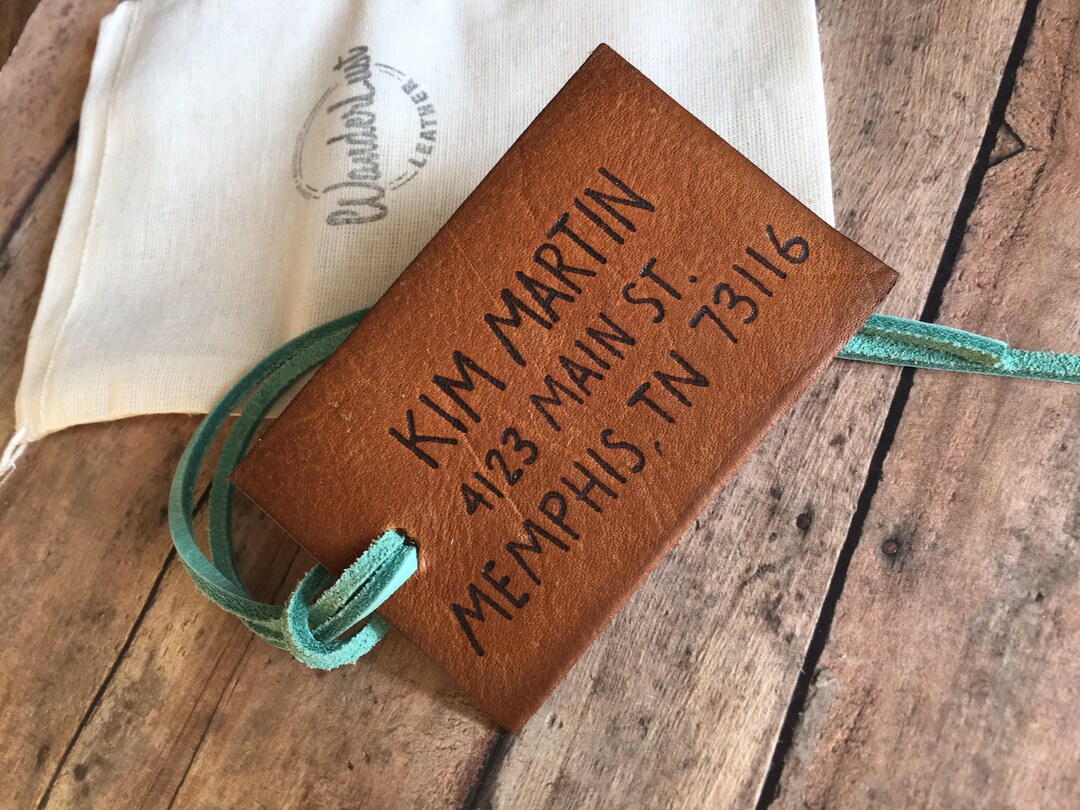Address Leather Luggage Tag. Personalized Address Luggage Tag. Etsy