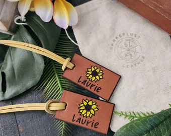 Sunflower Luggage Tag. Mini Luggage Tags. Sunflower Luggage Tags. Name Luggage Tags.