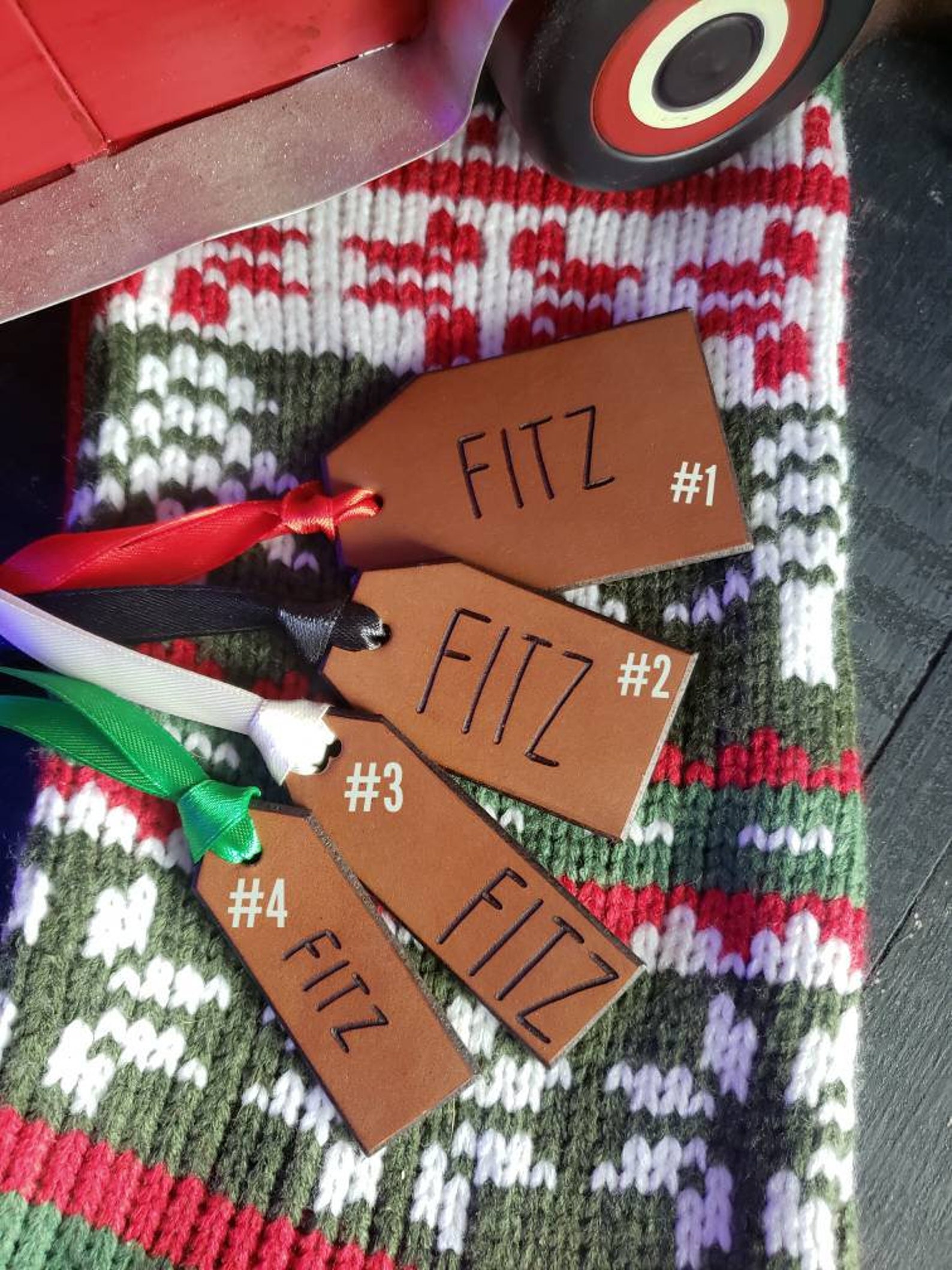 Custom Stocking Name Tag. Personalized Stocking Name Tag. Leather ...