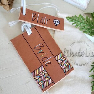 Handmade Leather Luggage Tag Sets: Bride, Bridesmaid, Bachelorette Party
