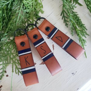 Monogrammed Keychain. Leather Monogrammed Keychain. Initials Keychain.